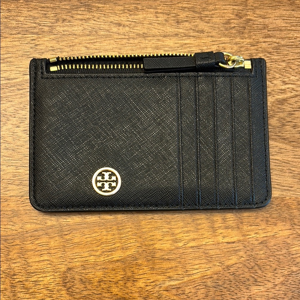 Tory Burch Black Card Holder with Gold Accents